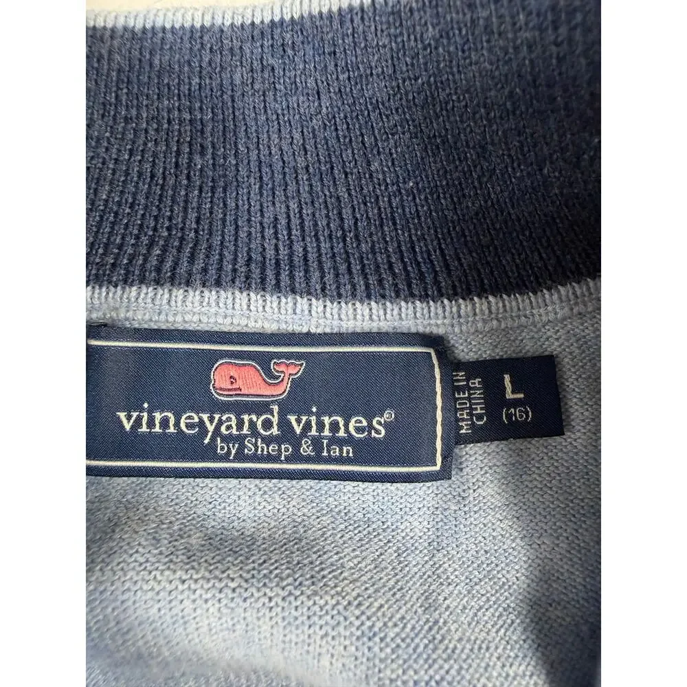 Vineyard Vines Boys Cotton Boathouse Quarter Zip Sweater Blue Size 16 (Large)